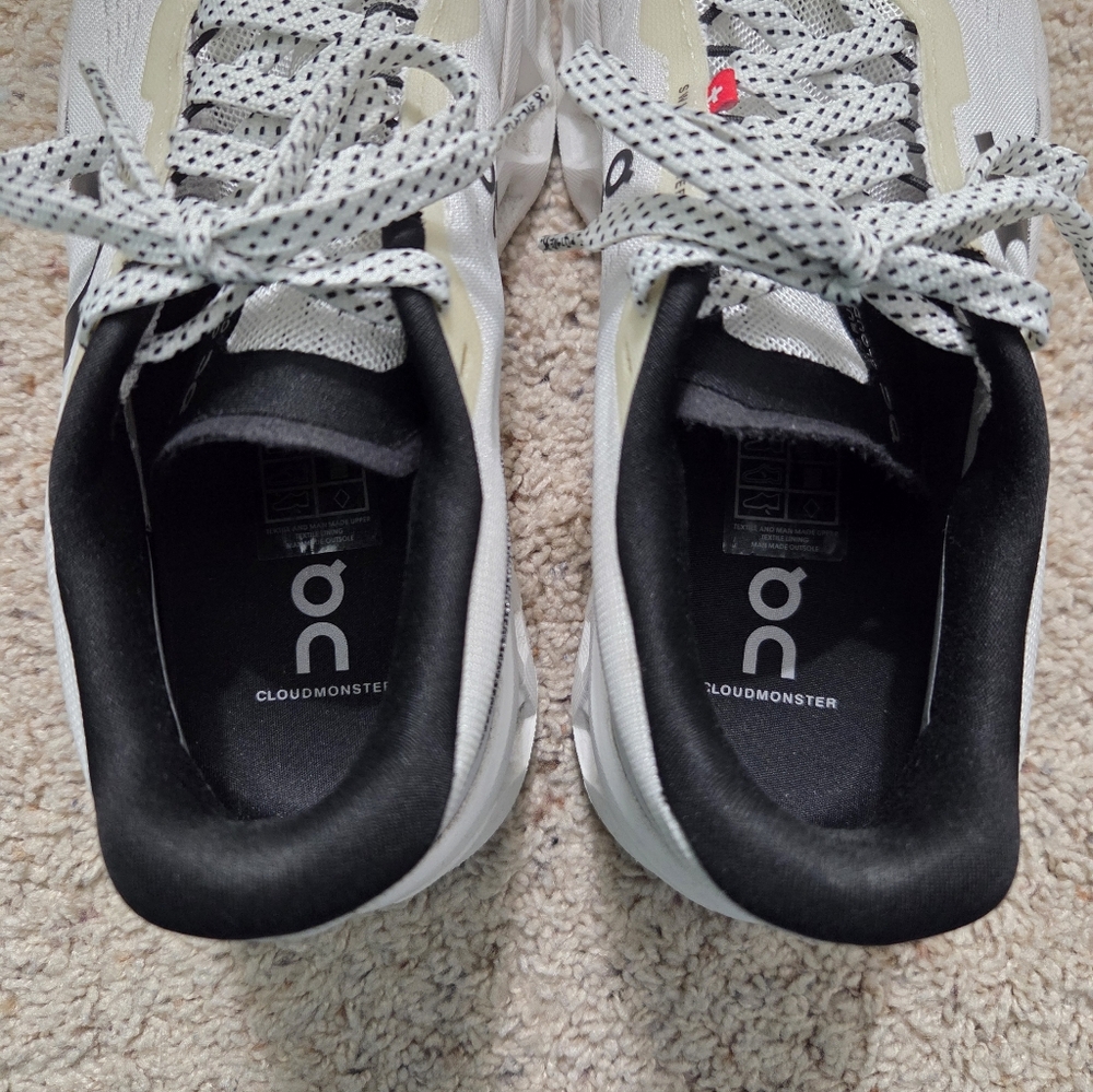 Womens On Running Cloudmonster 2 White and Black Sneakers - Picture 8 of 10